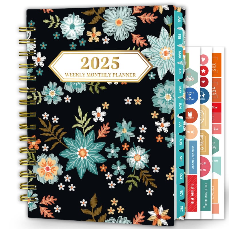 Ymumuda 2025 Planner, 12-Month Daily Weekly Monthly Planner from JAN.2025 to DEC.2025, 8.4"" X 6"", Spiral Planner Notebook with Stickers, Elastic Closure, Inner Pocket - Image 1